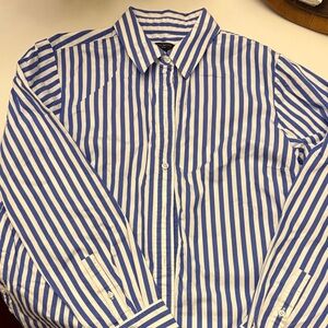 Talbots Blue and White Striped Button-Down Shirt